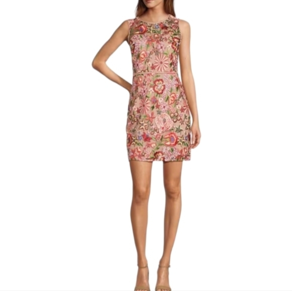 Sam Edelman Embroidered Floral Sleeveless Sheath Mini Dress Women's Size 14 New!